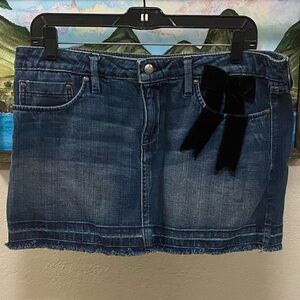 Original Juicy Couture Denim Mini Skirt with Black Velvet Bow 🖤
